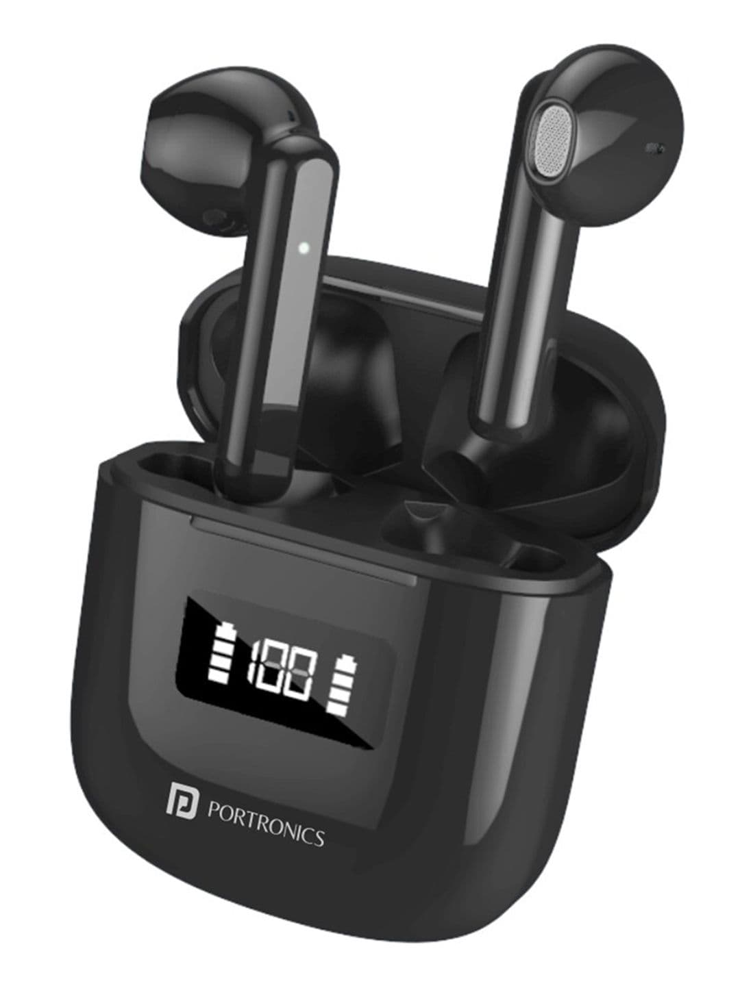 Portronics Black Solid Harmonics Twins 26 Smart TWS Earbuds