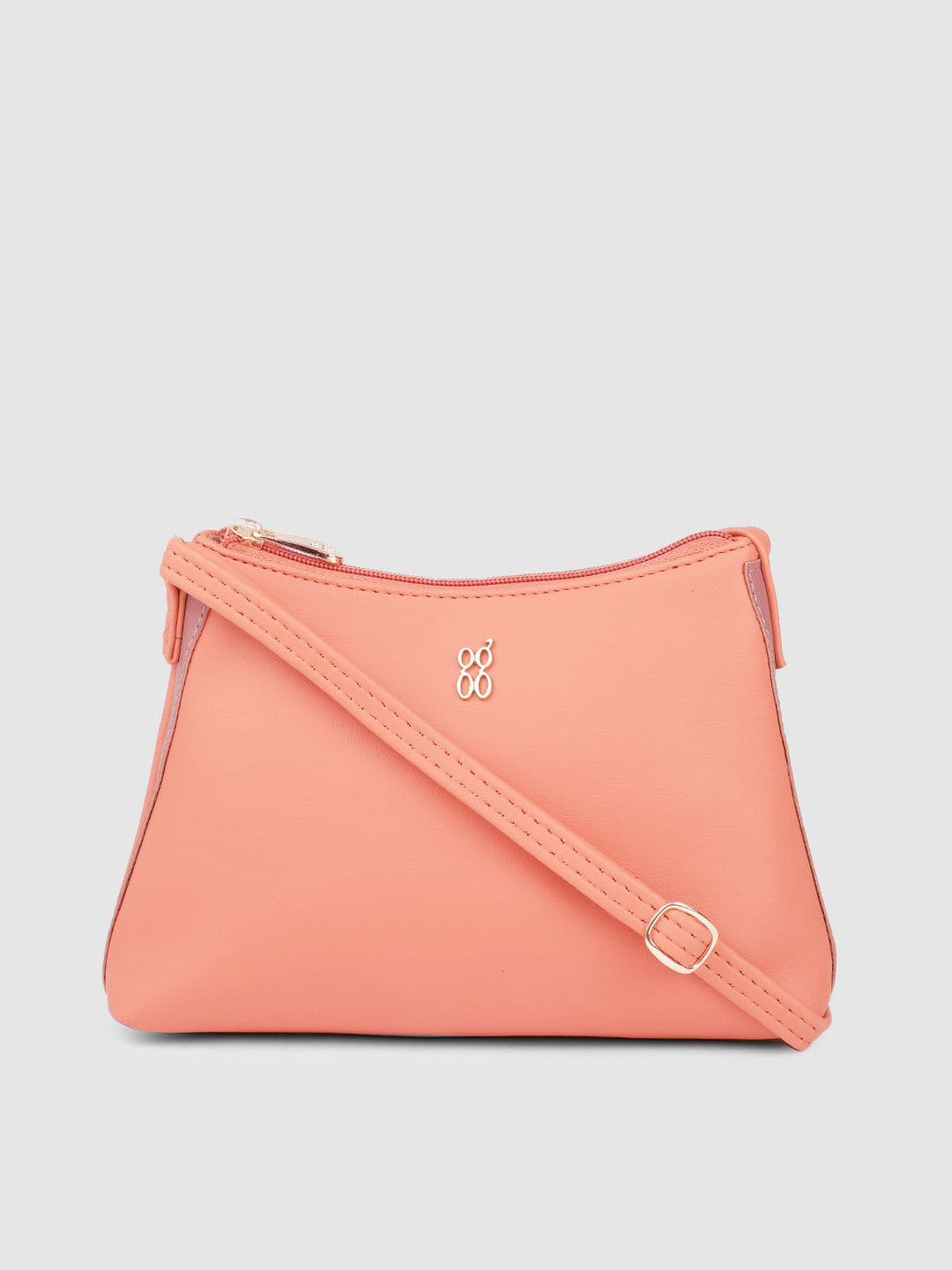 Baggit Women Peach-Coloured Solid Structured Sling Bag