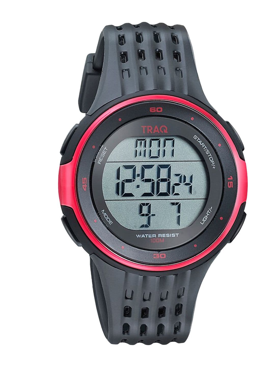 TRAQ Unisex Grey & Red Digital Smart Watch-75007PP01