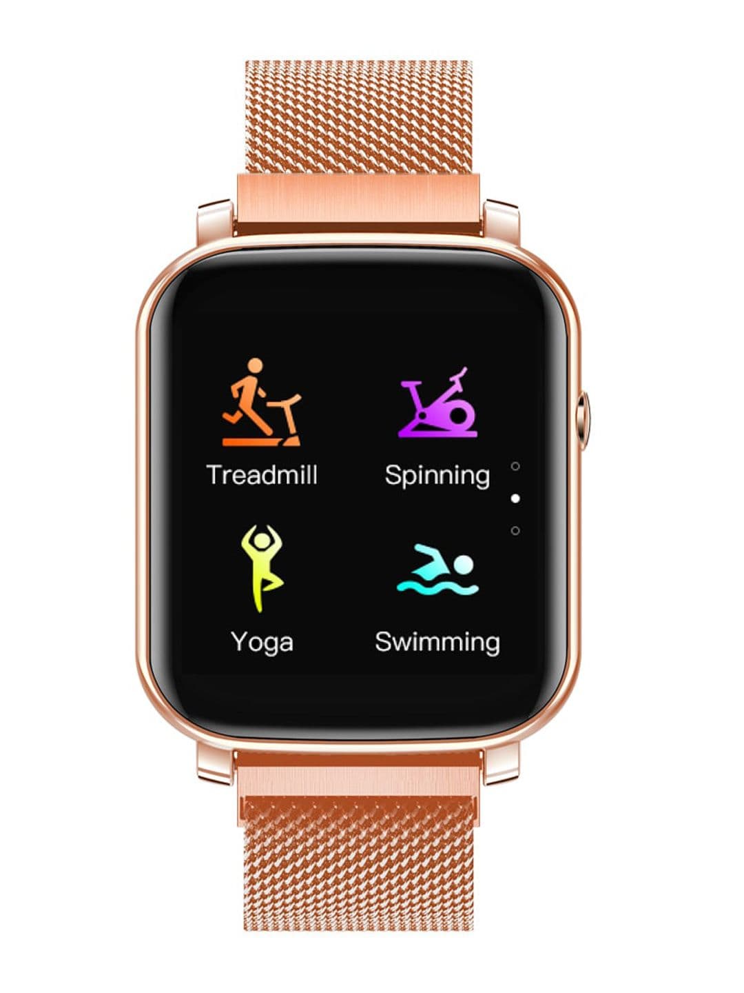French Connection Unisex Black & Rose Gold-Toned Touch Screen Smartwatch with HRM & Smart Phone Notification -F1-D