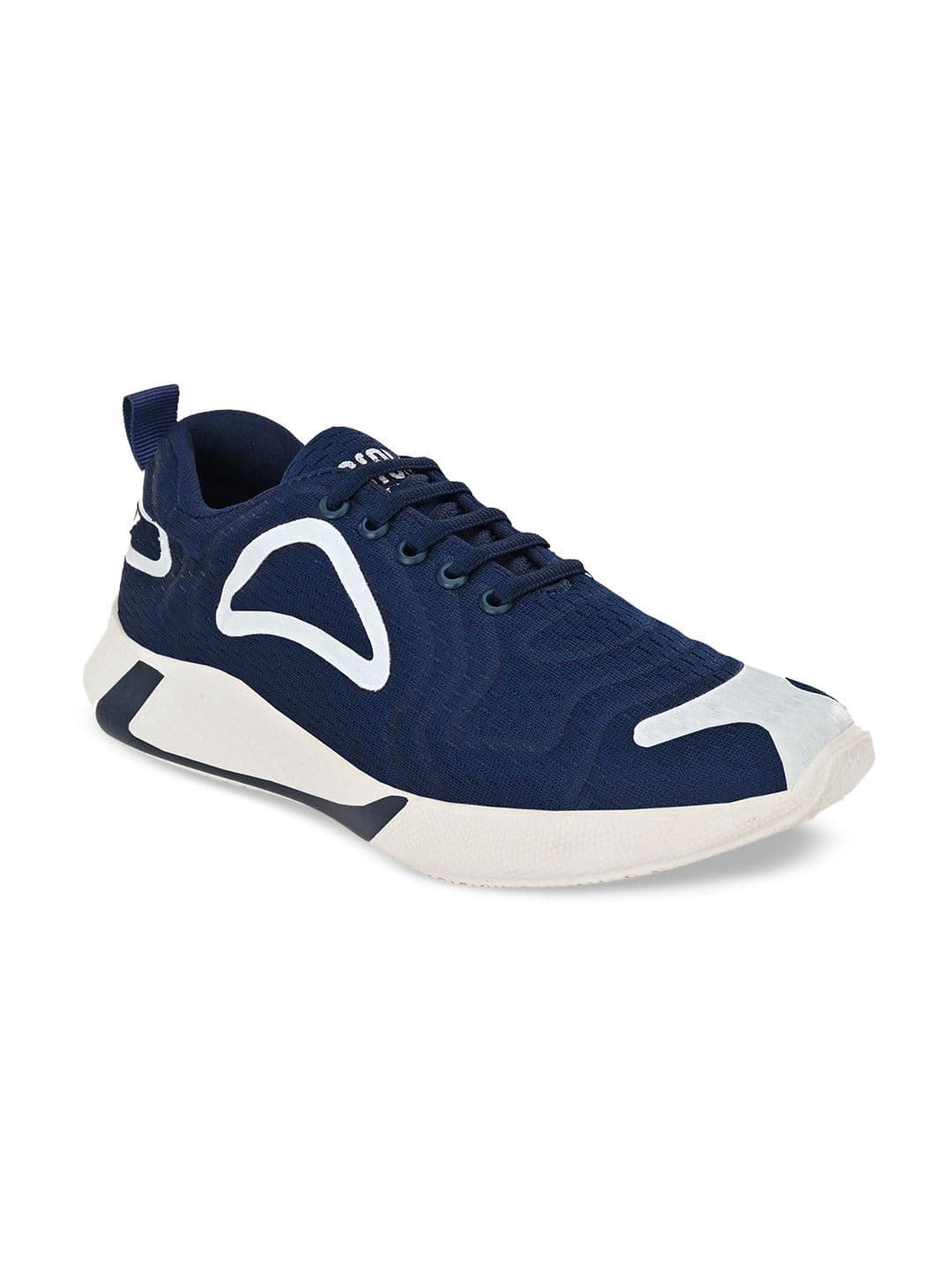 Crew STREET Men Navy Blue & White Woven Design Sneakers