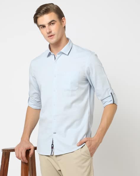 Men Slim Fit Shirt with Patch Pocket