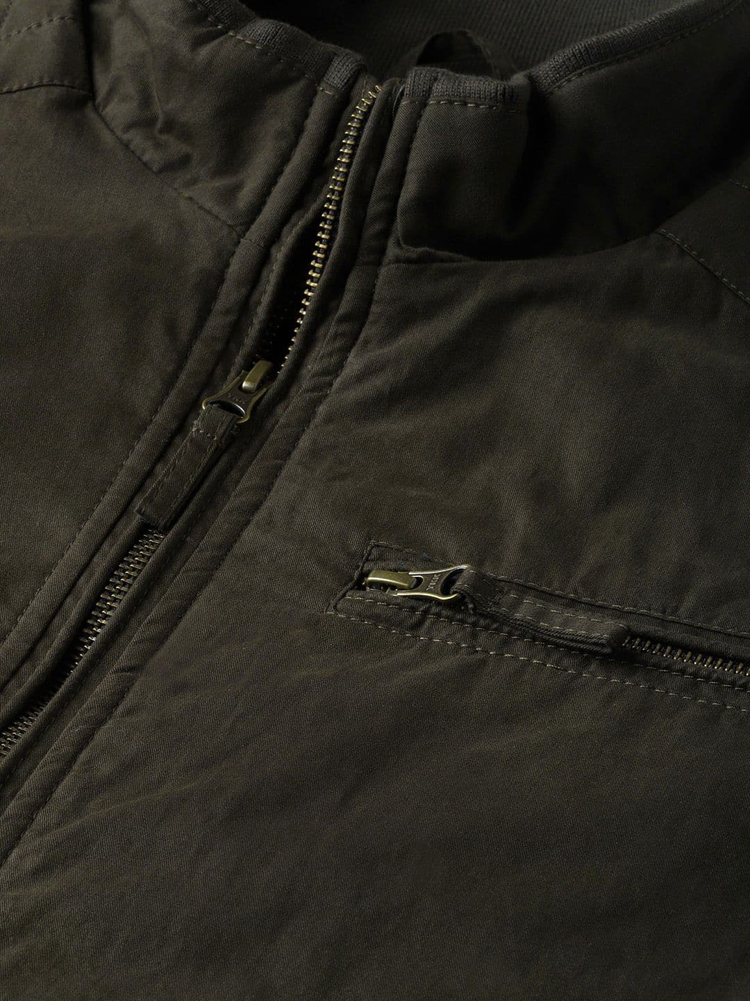 Roadster Men Olive Green Solid Bomber Jacket