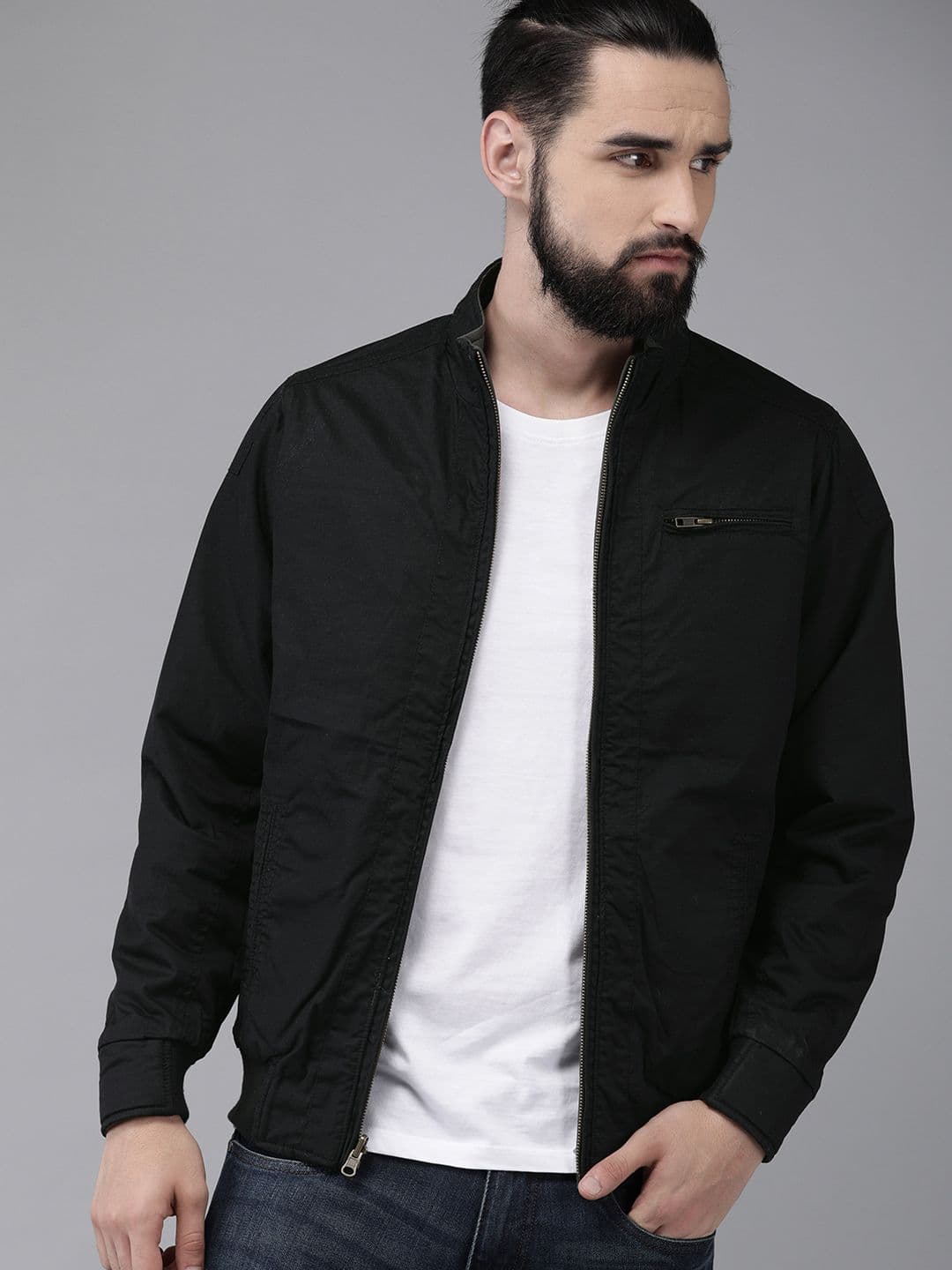 Roadster Men Olive Green Solid Reversible Bomber Jacket