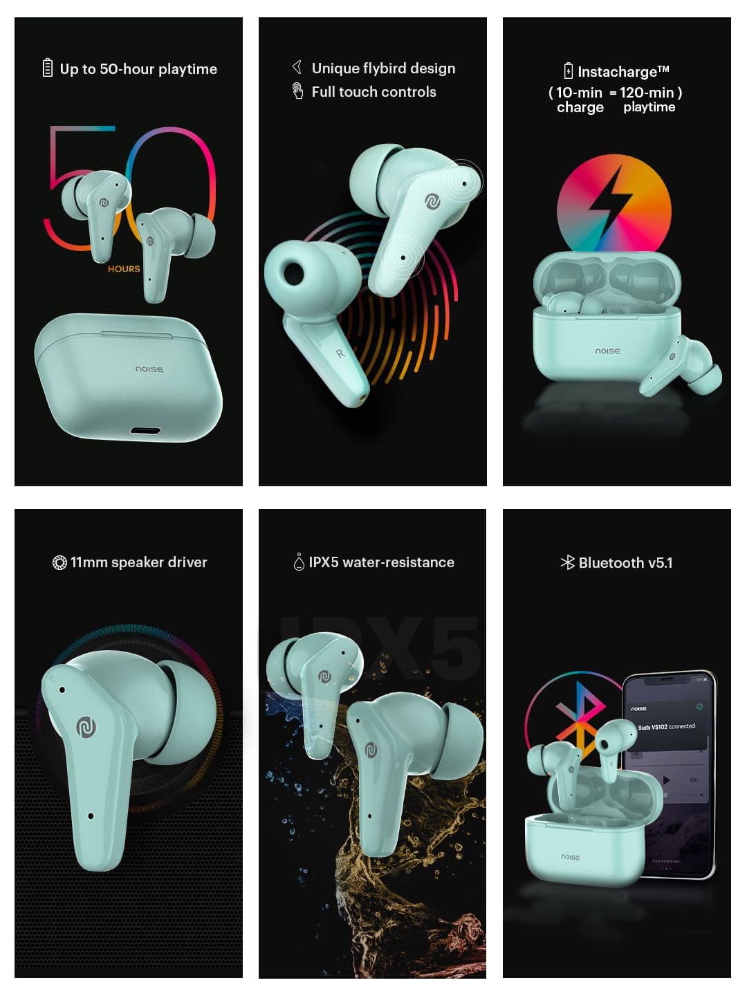 NOISE Unisex Blue Noise Buds VS102 Truly Wireless Bluetooth Earbuds