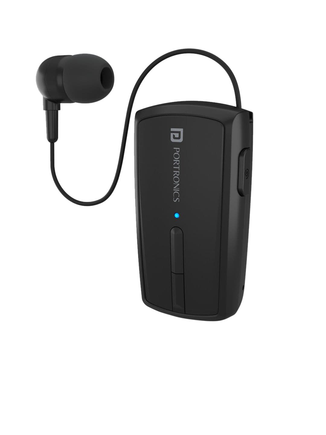 Portronics Black Solid Klip 4 Retractable Bluetooth Earphone