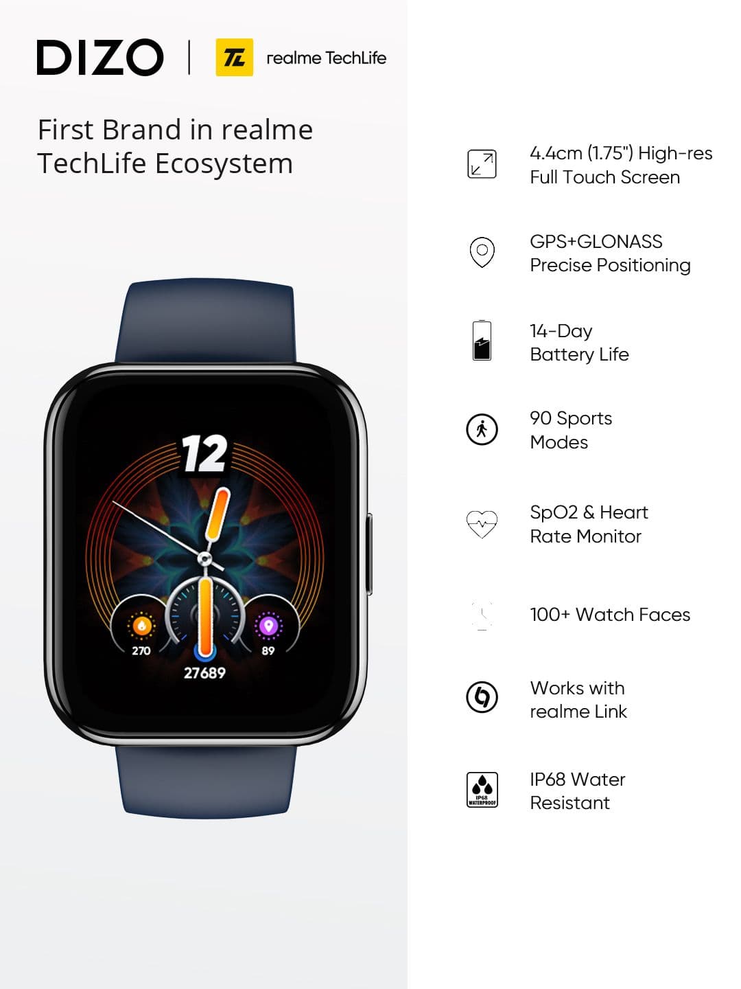 DIZO Watch Pro by realme TechLife - Blue Strap