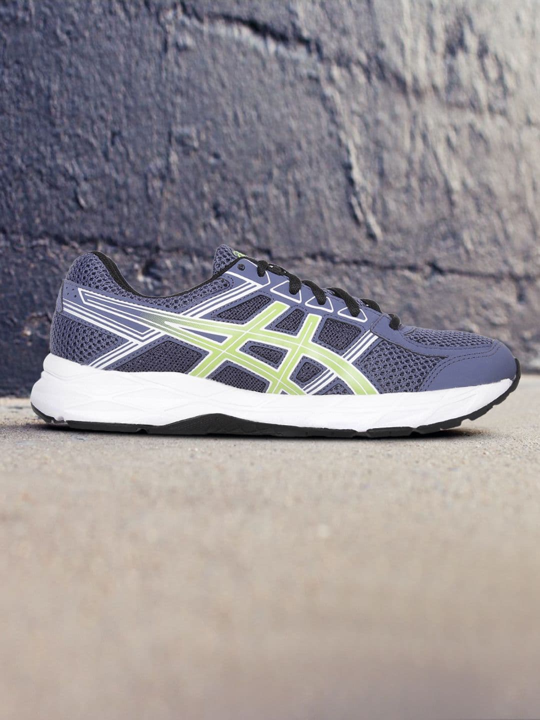 ASICS Men Navy Blue & Green Woven Design Gel-Contend 4B+ Running Shoes