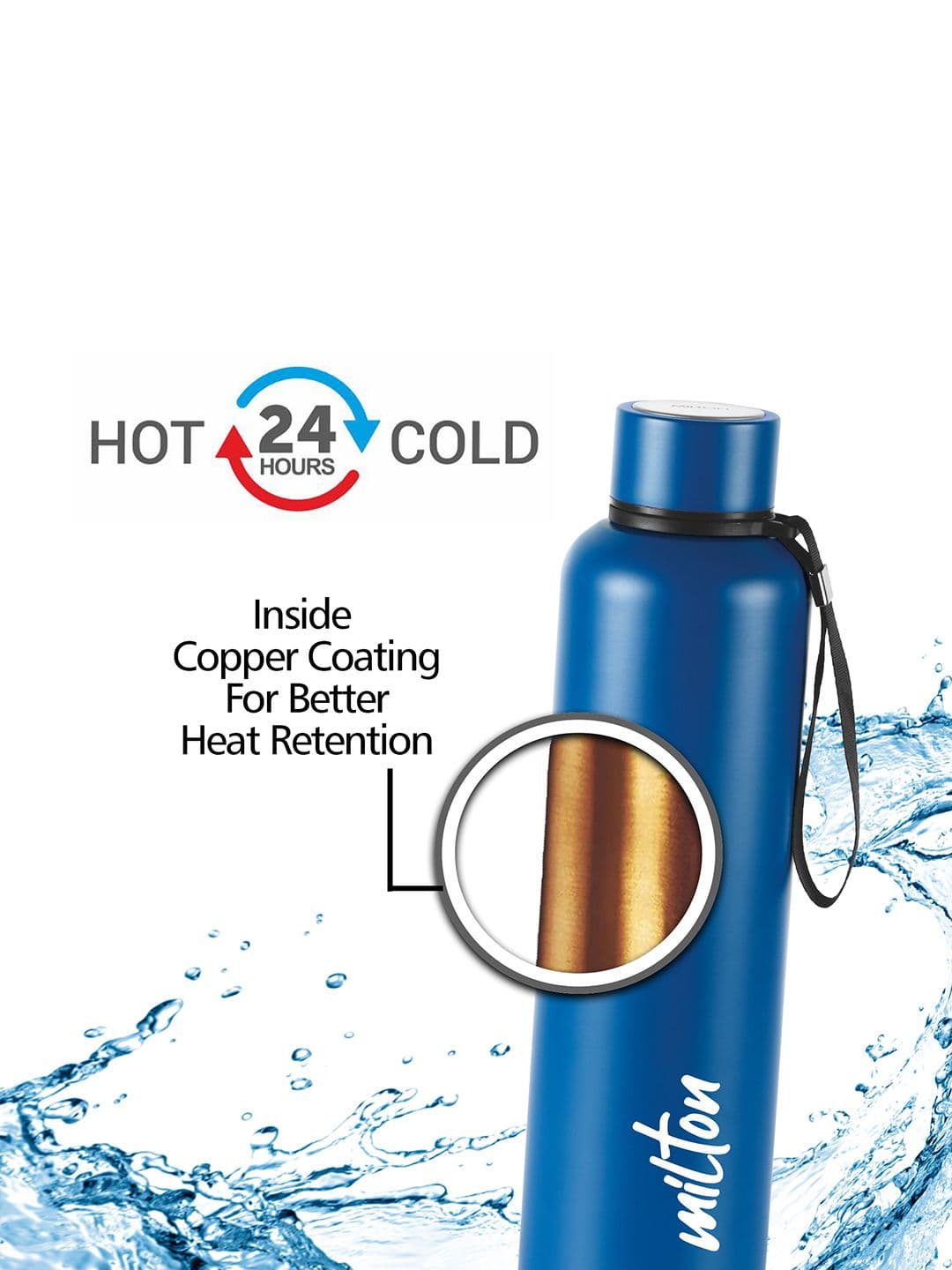 Milton Blue Aura 750 Thermosteel Water Bottle 750 ml