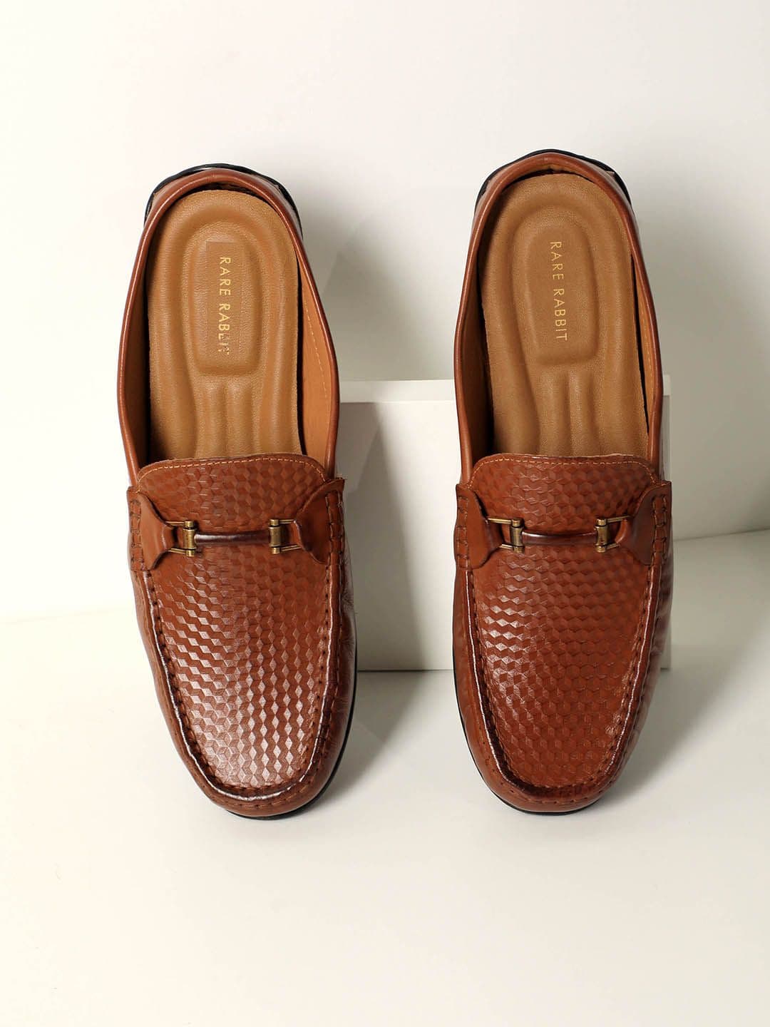 RARE RABBIT Men Textured Leather Loafers