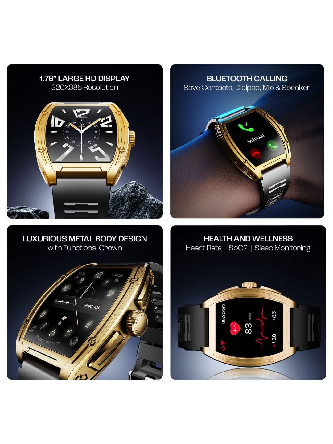 boAt Enigma Ascend Luxury Smartwatch With 1.76\" HD Display Functional Crown Upto 5 Days Battery