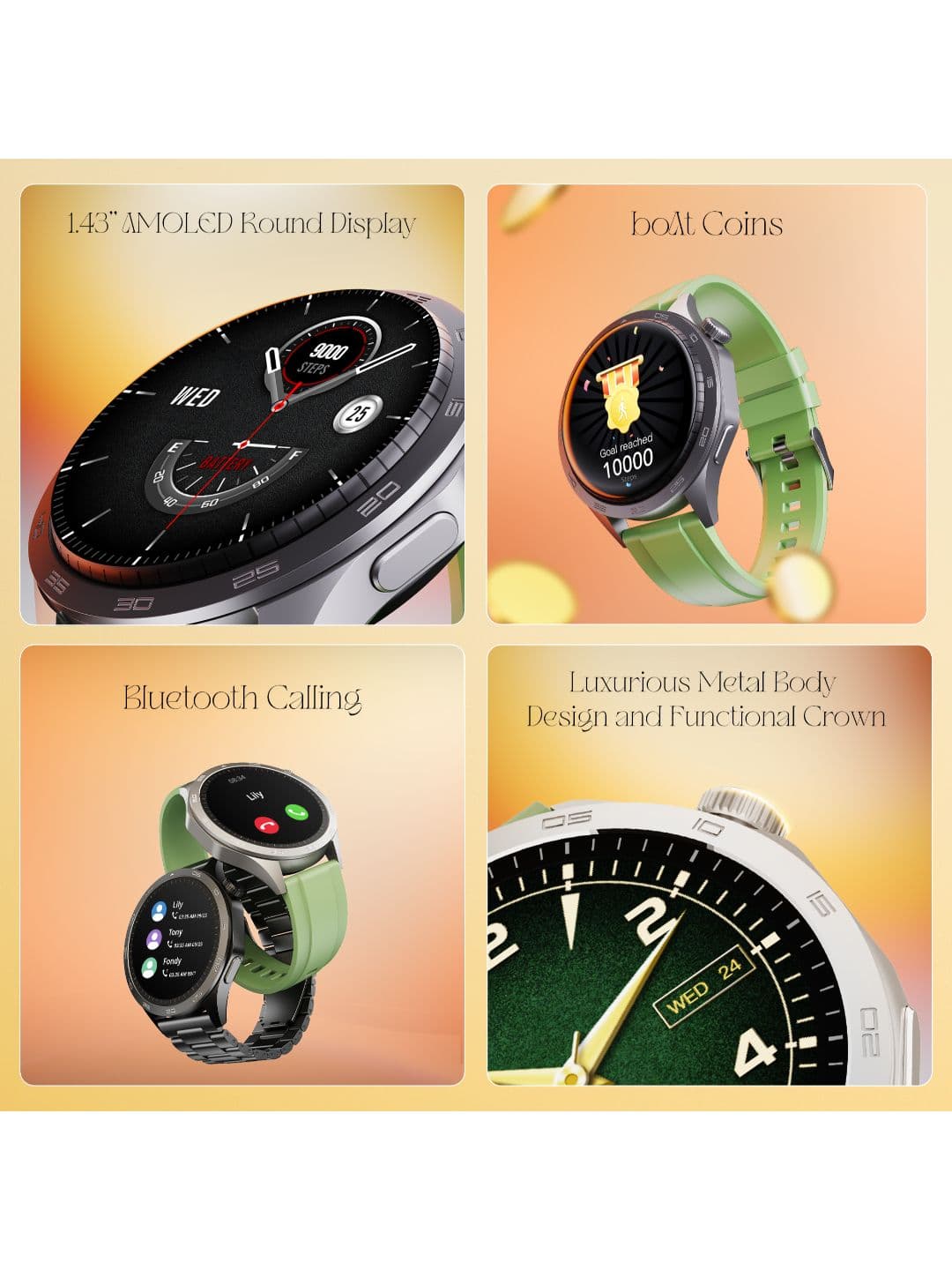 boAt Enigma Radiant 1.43" AMOLED Display Bluetooth Calling Smartwatch