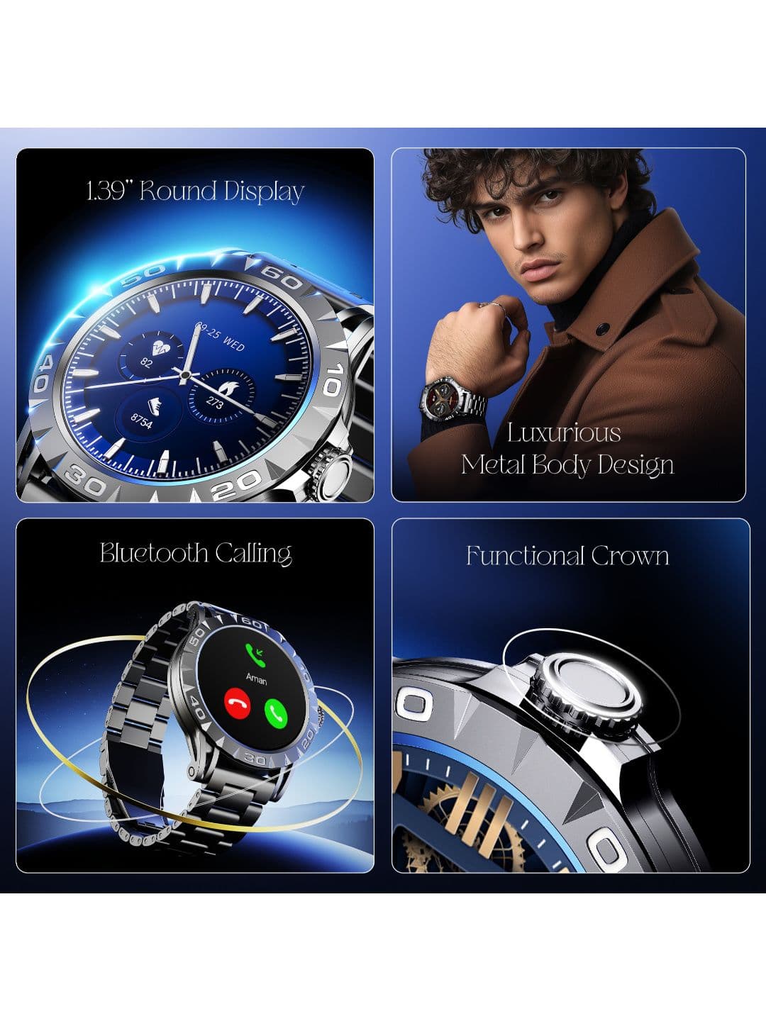boAt Enigma Orion Men's Luxury Smartwatch With 1.39\" HD Display BT Calling7 Days Battery