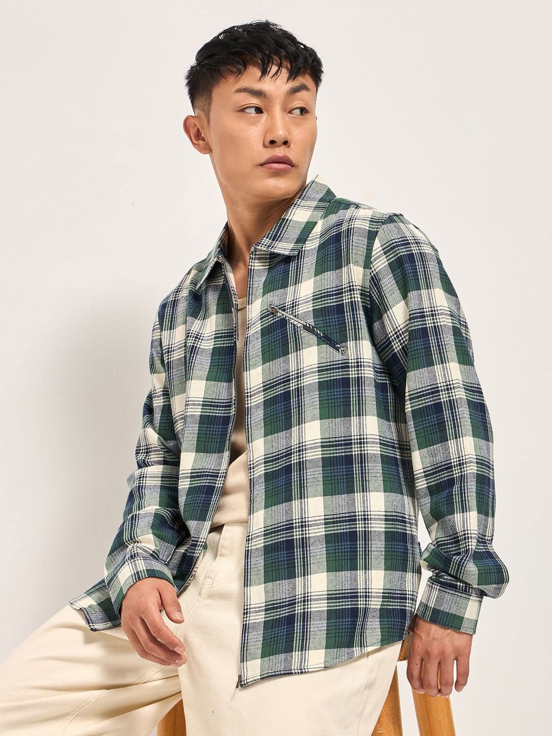 THE BEAR HOUSE Men Checked Tartan Regular Fit Cotton Casual Shirt