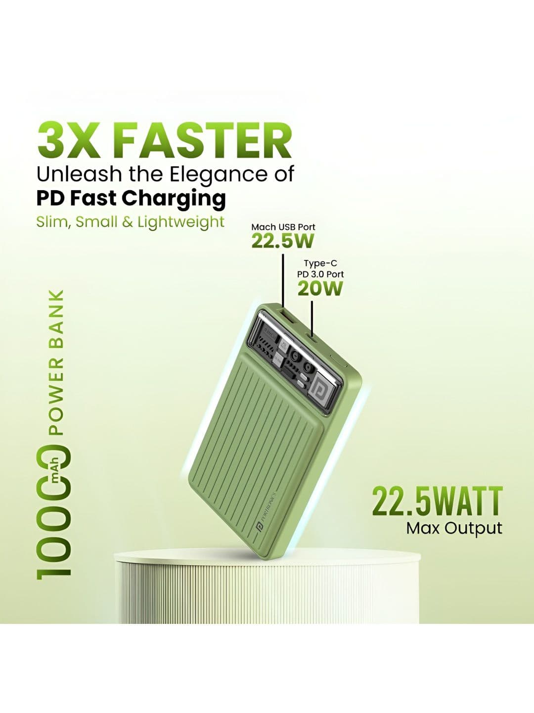 Portronics Luxcell Mini 10K Advanced 10000 mAh Smallest Power Bank with 22.5W Max Output