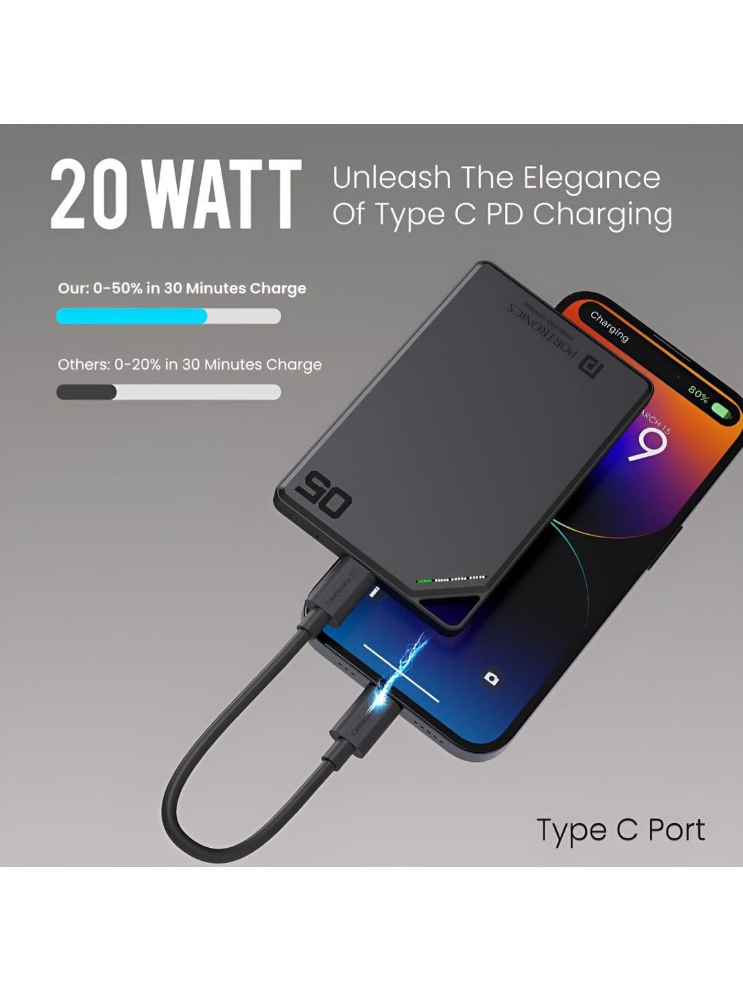 Portronics Boosty 5K 5000mAh 15W Wireless Magnetic Fast Charging Power Bank