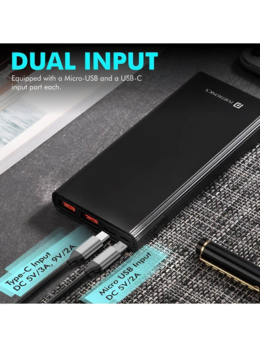 Portronics Power M 10K 10000 mAh Power Bank With Dual Input
