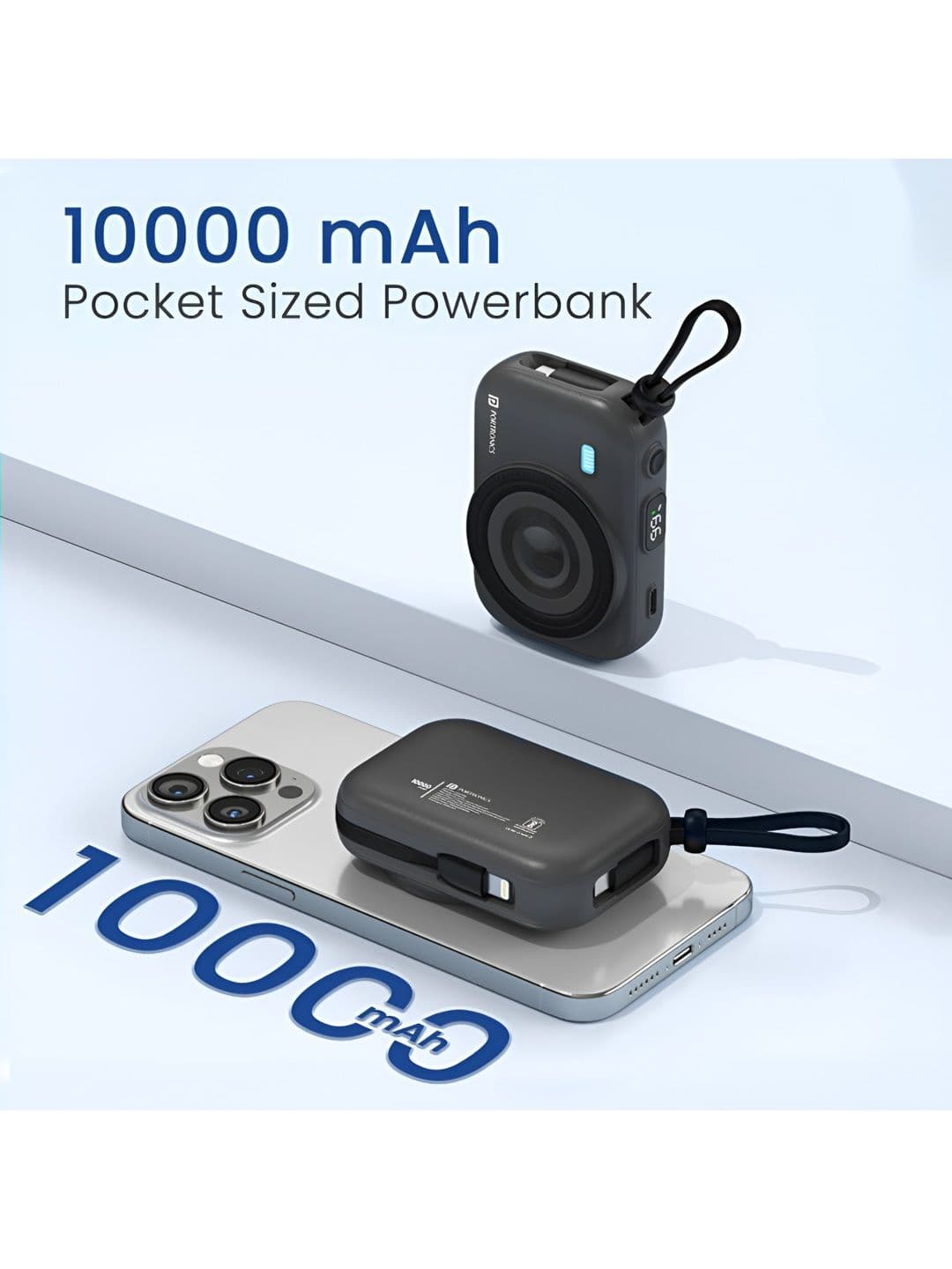 Portronics Power Shutter 10000mAh 15W Magnetic Wireless Powerbank with in-Built Type C &