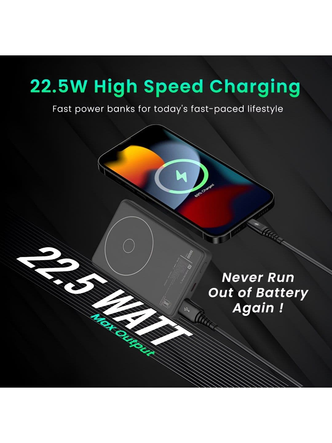 Portronics Luxcell Wireless Mini 10k 10000mAh 15W Magnetic Wireless Nano Power Bank