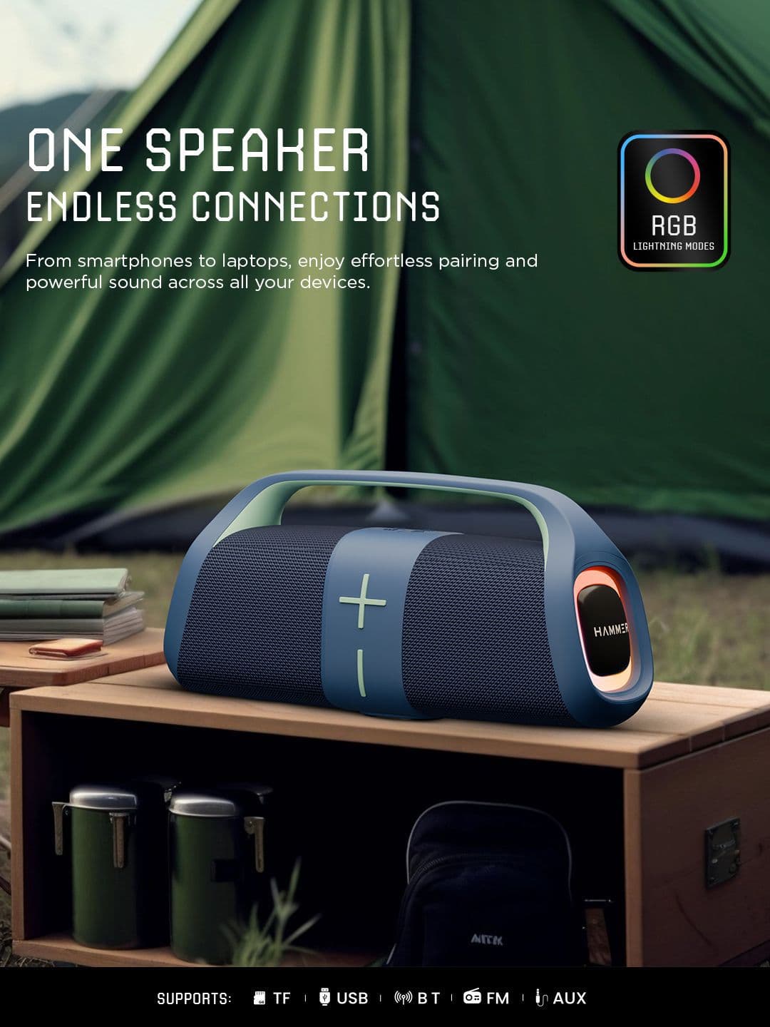 Hammer Boom 30W Bluetooth Speaker With RGB Lights