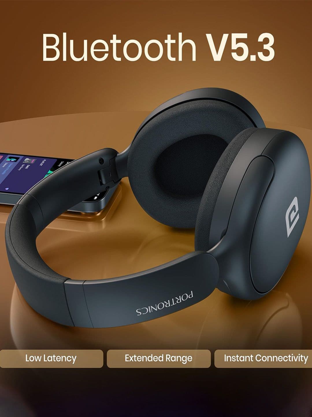 Portronics Muffs M5 Over Ear ANC Bluetooth Headphone with Upto 50 Hours Playtime, Quad Mic