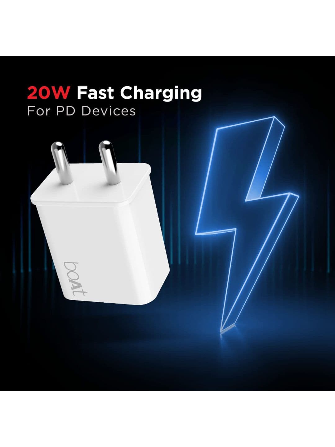 boAt WCDV 20W PD Type C Super Fast Charger Smart IC Protection Auto Detect Charging