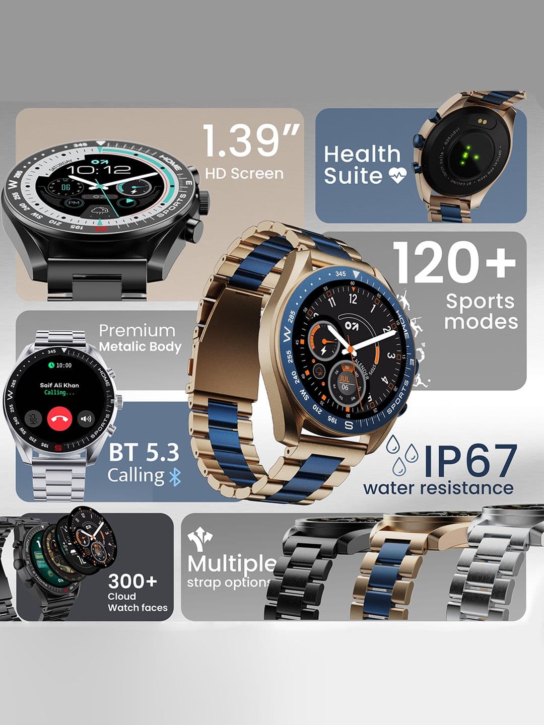 GOBOULT Previously Boult Mirage 1.39" Screen, Working Crown, Zinc Alloy Frame Smartwatch