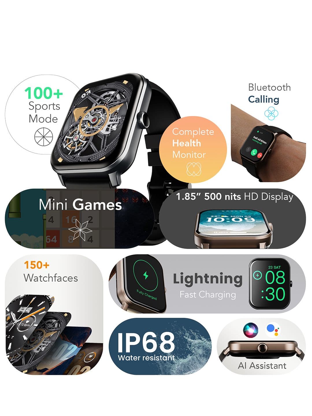 Boult Black Drift+ HD Smart Watch
