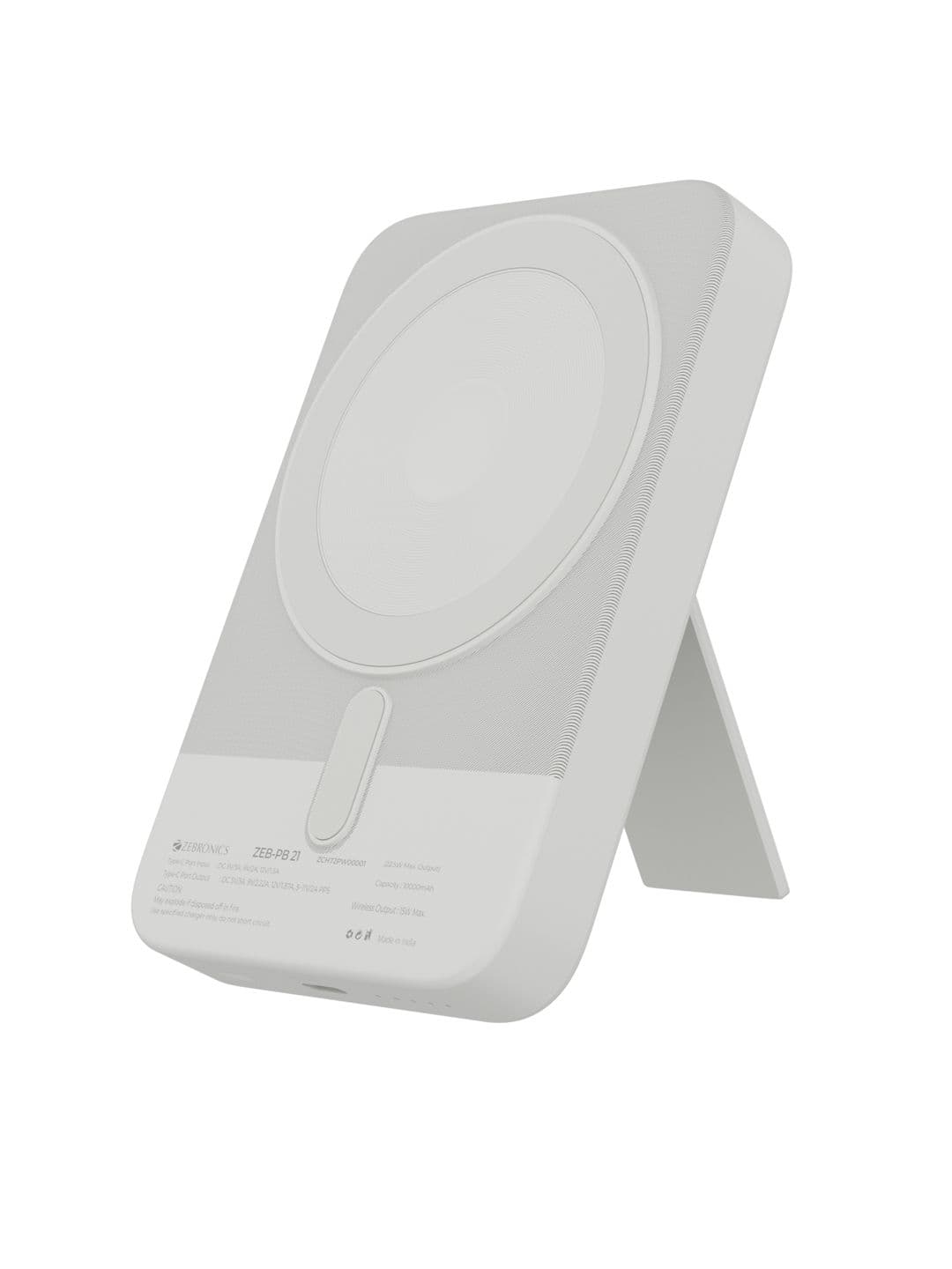 ZEBRONICS EnergiSafe 10R5 10000mAh MagSafe Powder Bank - White