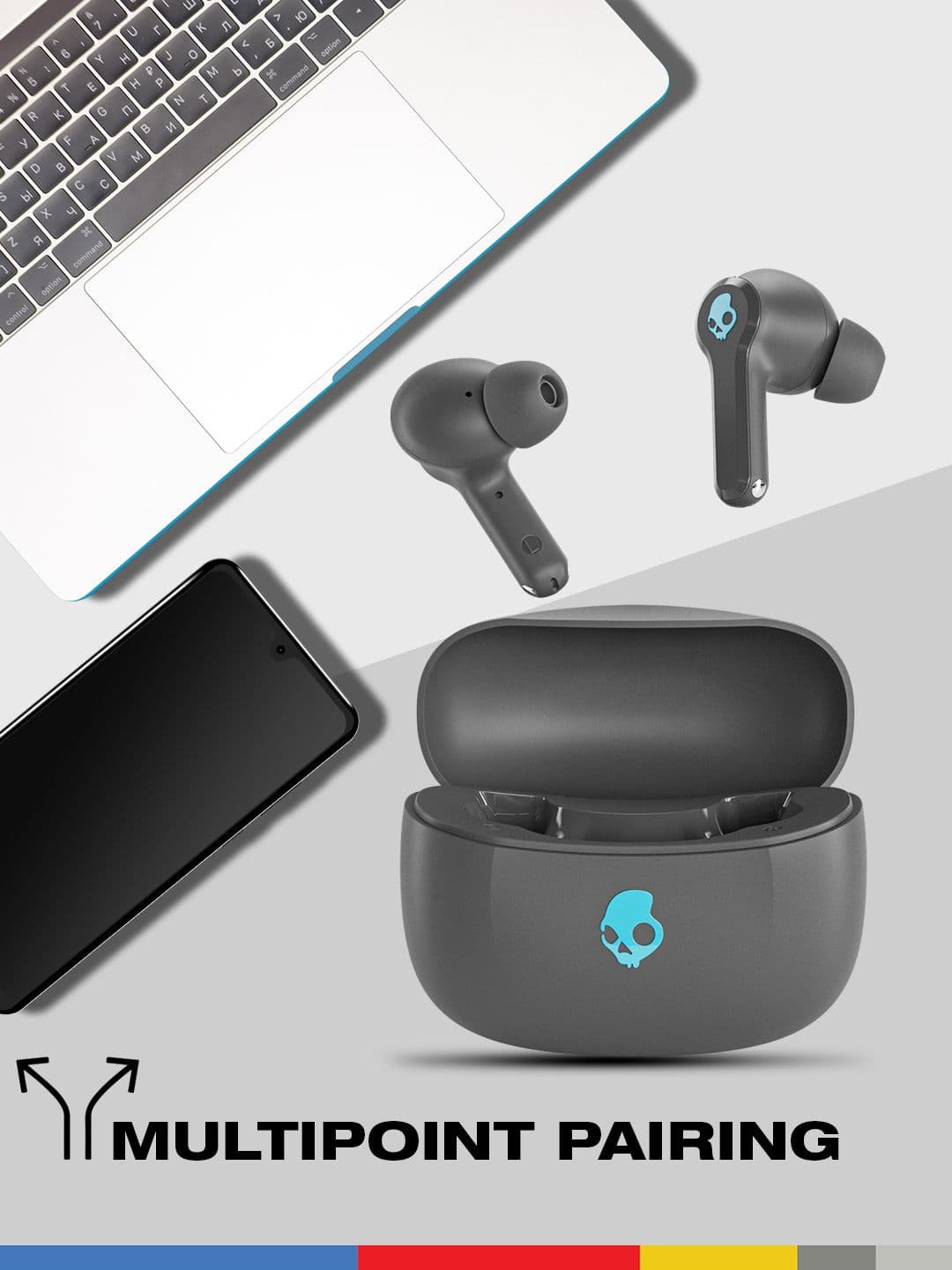 Skullcandy InkD In-Ear Water Resistant True Wireless Bluetooth Earbuds with Quad Mic