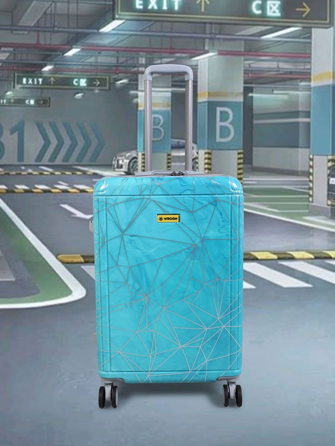 WROGN Abstract Printed Hard-Sided Cabin Trolley Bag