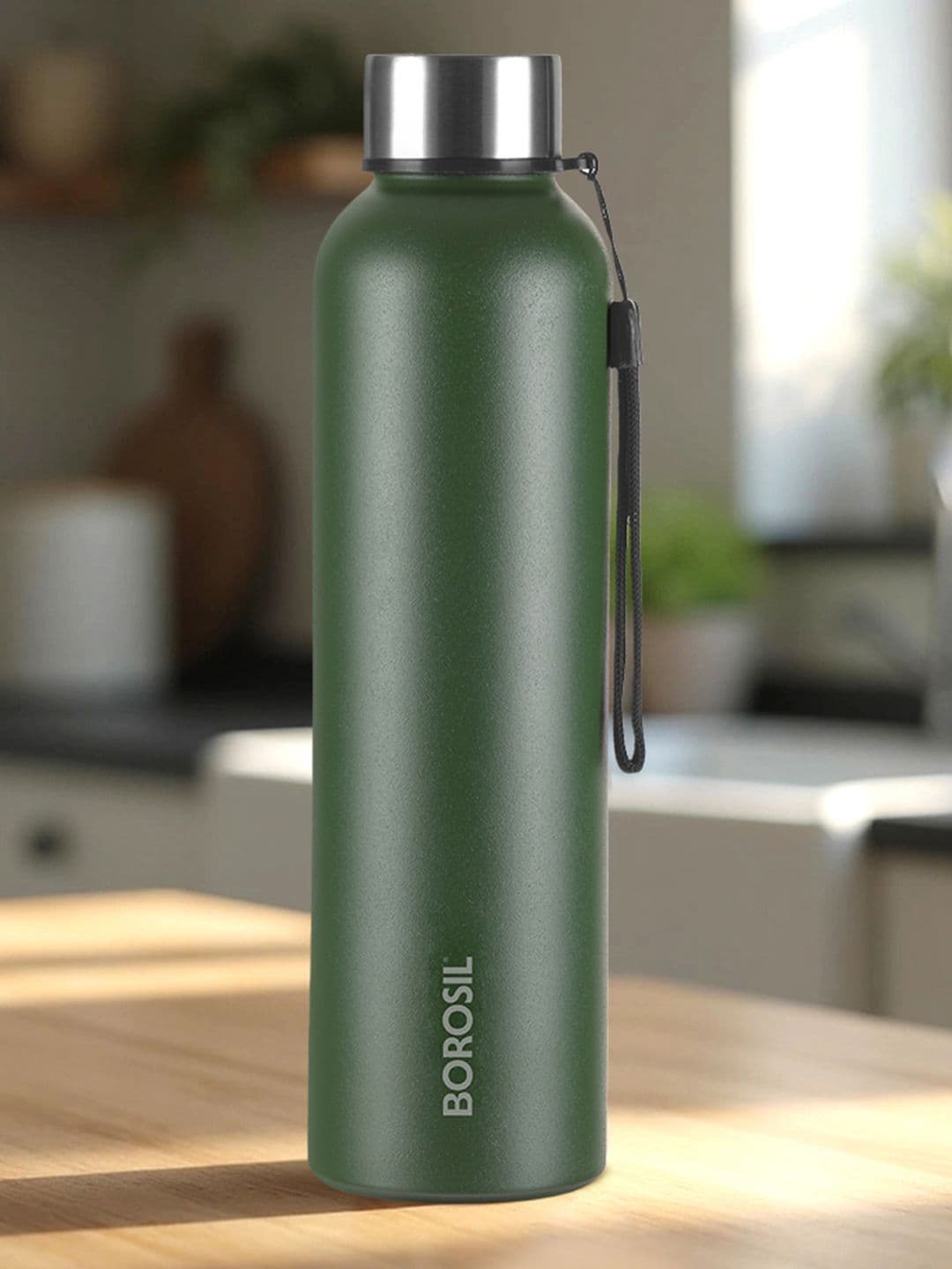 BOROSIL Laguna Unisex Green Single Stainless Steel Solid Water Bottle