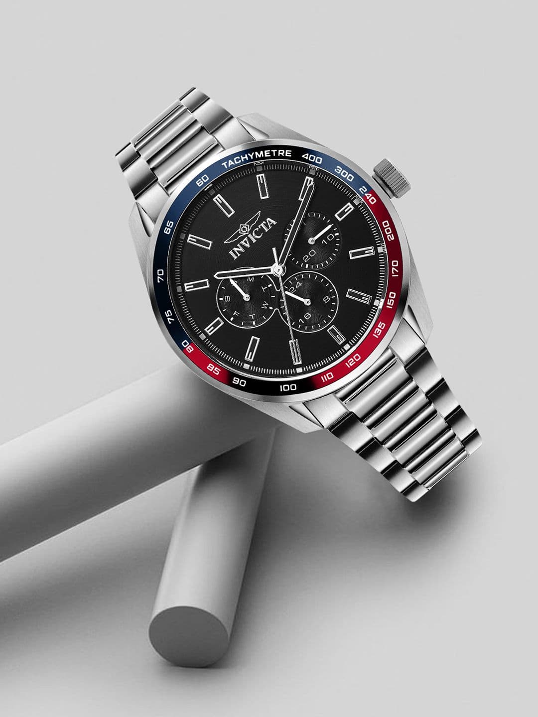 Invicta Men Dial & Stainless Steel Bracelet Style Straps Analogue Tachymeter Watch 49953