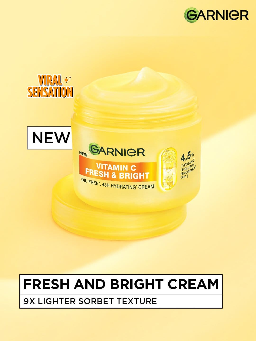 Garnier Fresh & Bright Vitamin C Sorbet Moisturizer Cream for Hydrated & Bright Skin 90ml