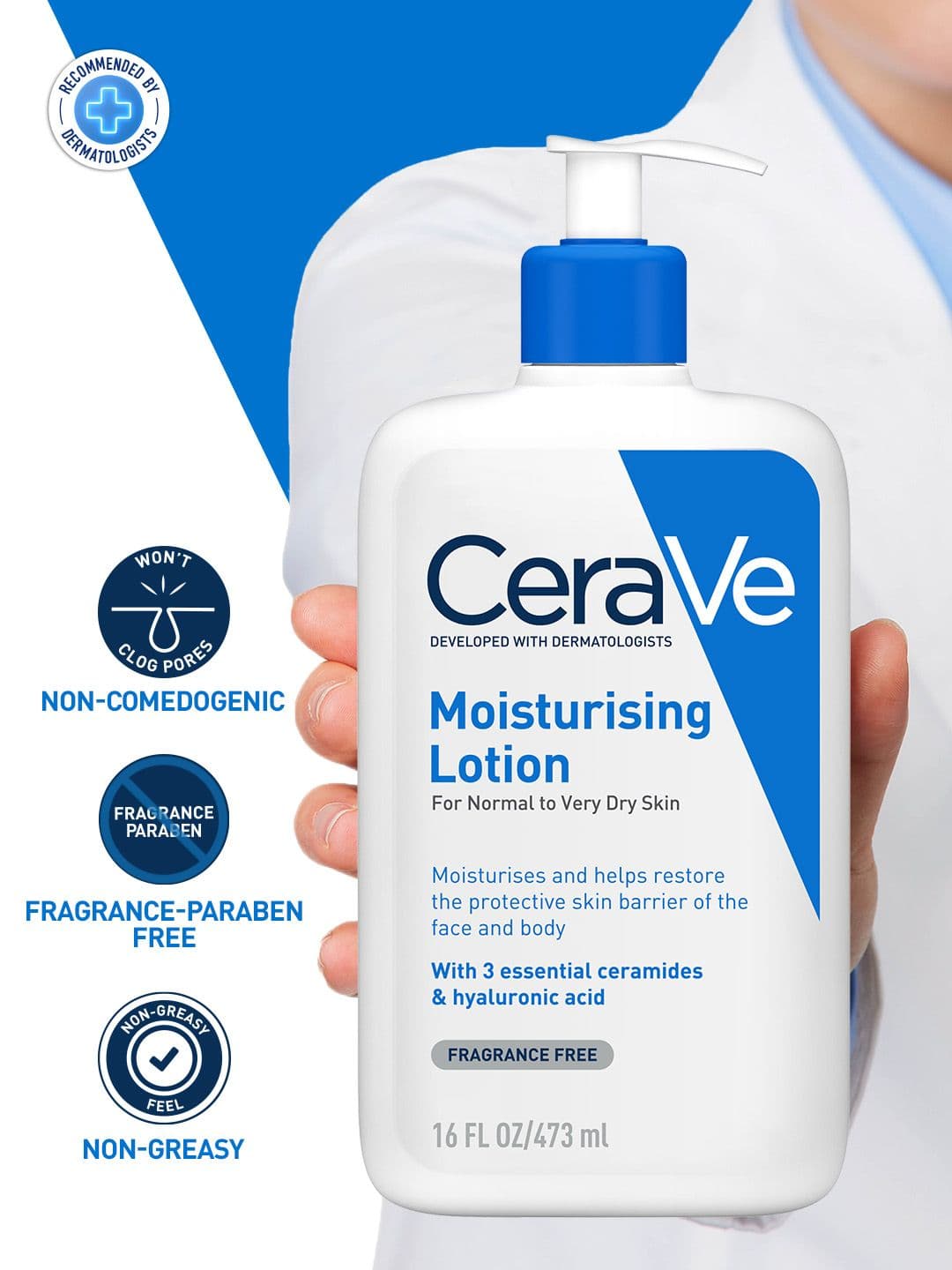 CeraVe Dermatologist Recommended Moisturizing Body Lotion for Normal to Dry Skin - 473ml