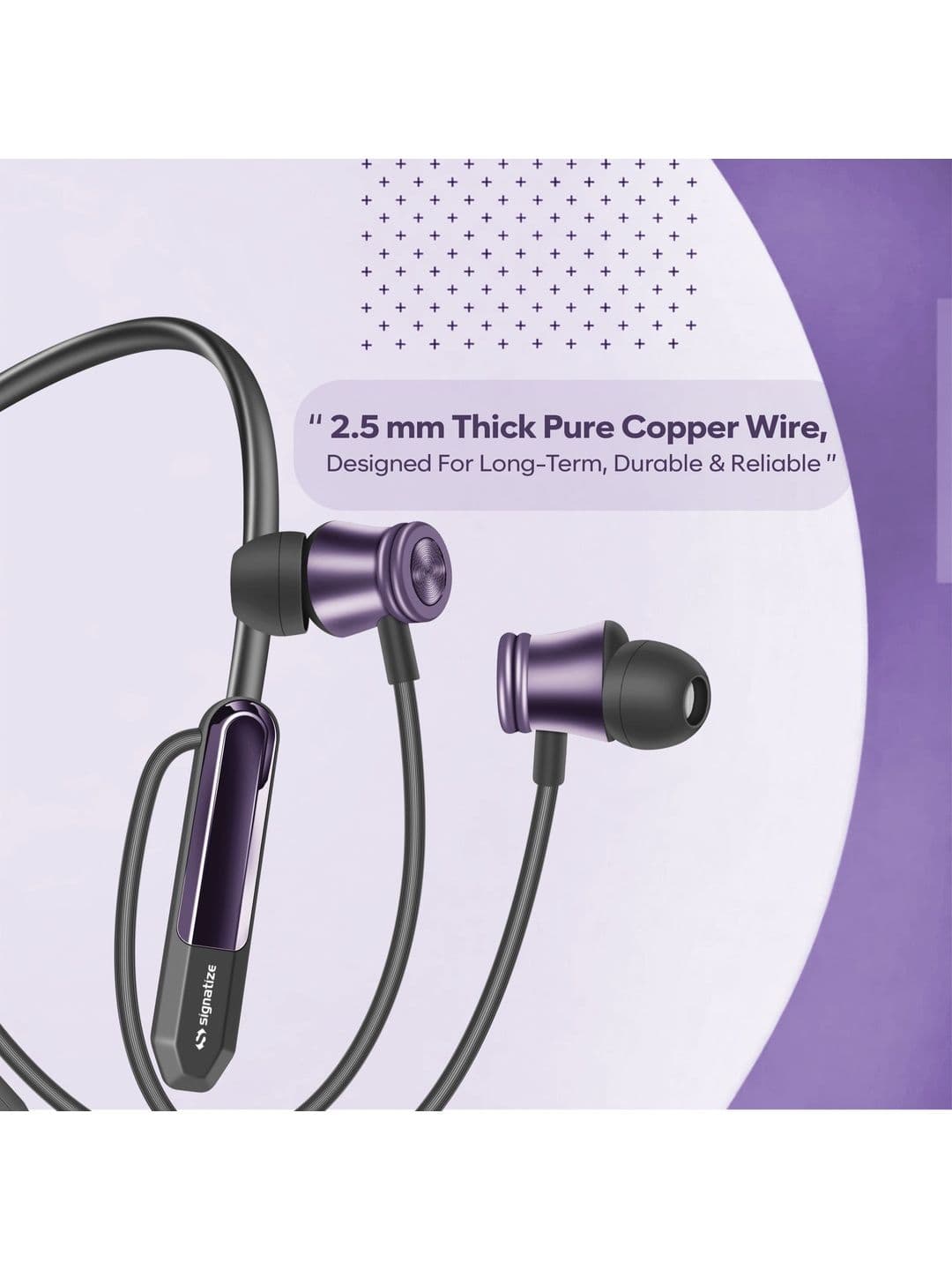 SIGNATIZE Unisex Purple Wireless Bluetooth Neckband Headphones