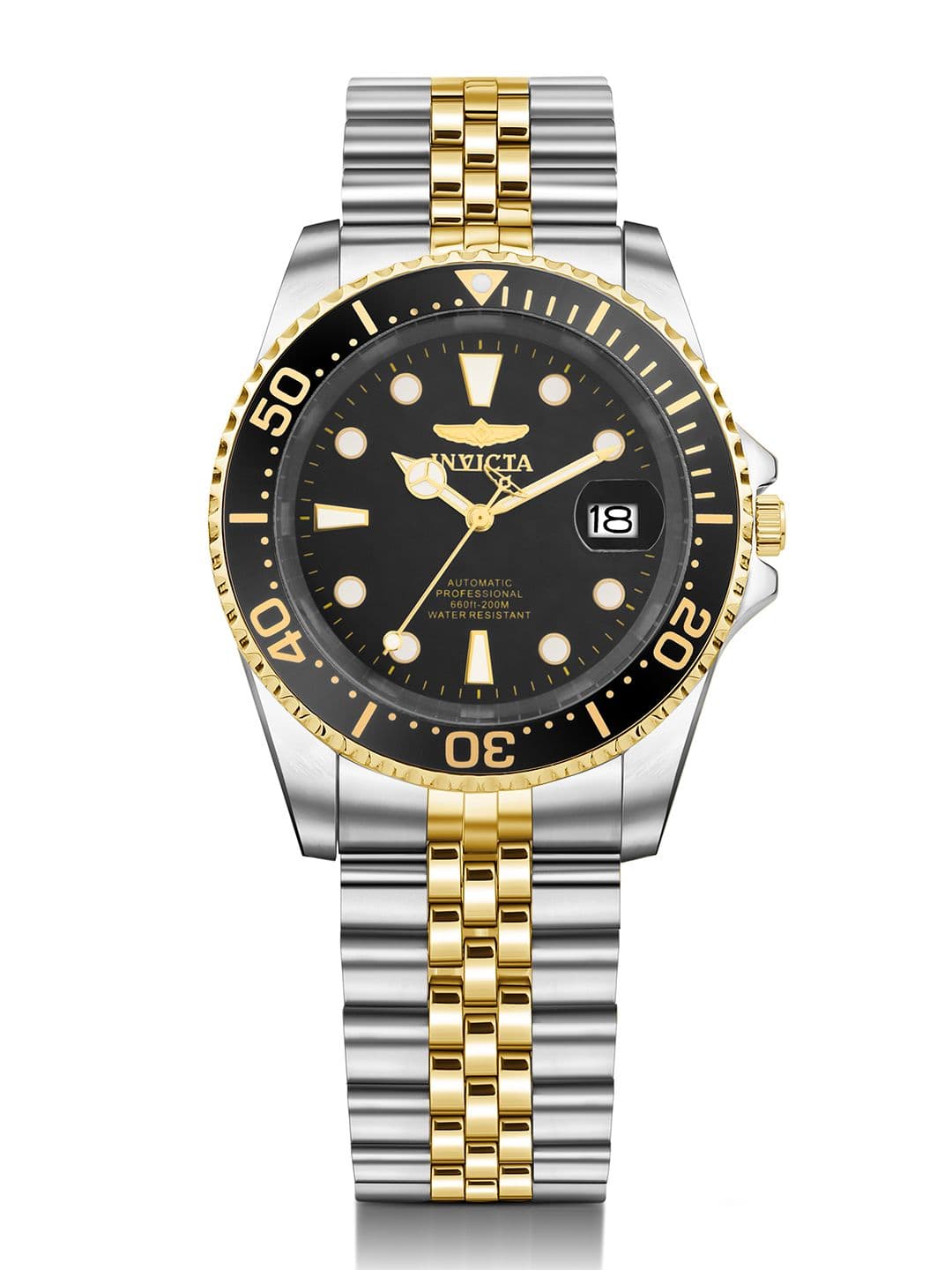 Invicta Men Bracelet Style Straps Analogue Automatic Motion Watch-30094-Gold