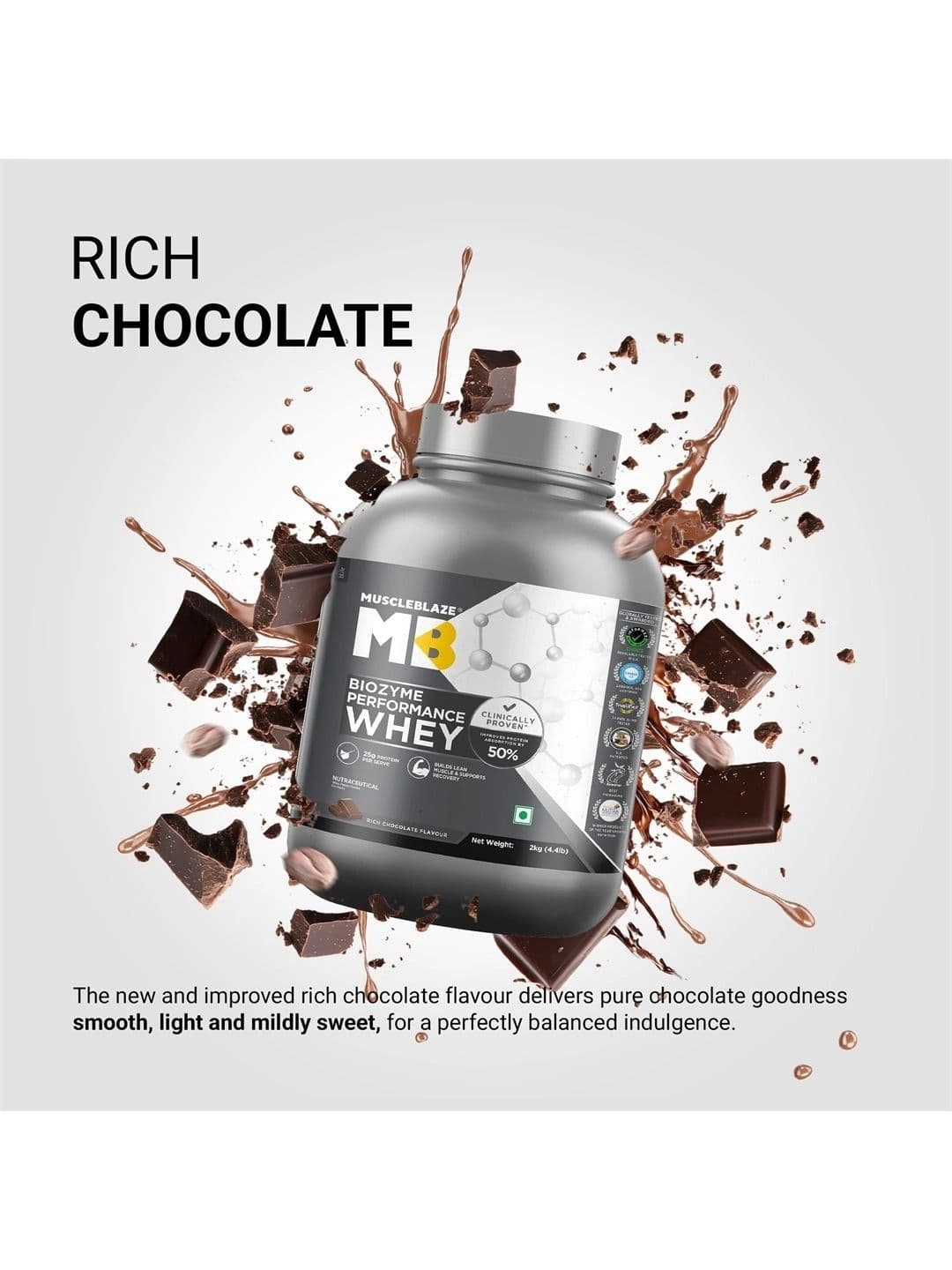 MuscleBlaze Biozyme Performance Whey Protein -Chocolate Flavor-2Kg