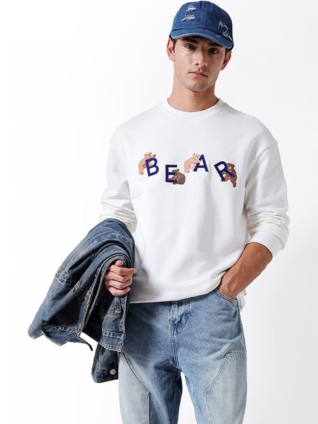 THE BEAR HOUSE Men Cotton Relaxed Fit Crew Neck Sweatshirt
