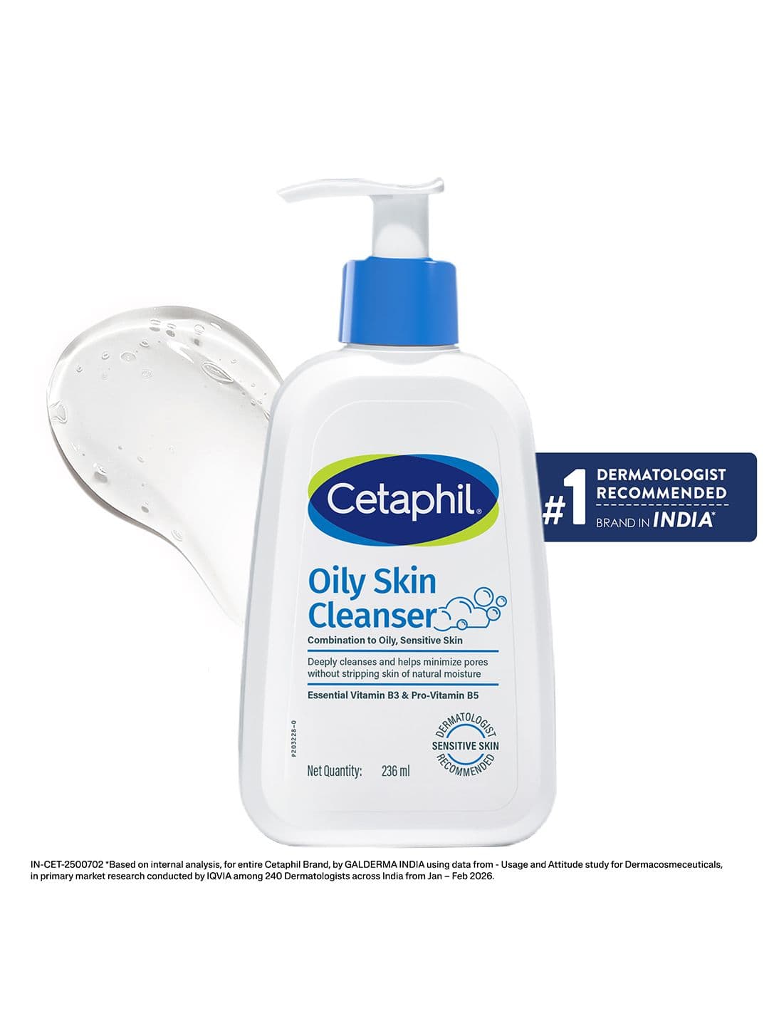 Cetaphil Oily Skin Cleanser Gentle Foaming Face Wash for Oily & Acne Prone Skin - 250 ml