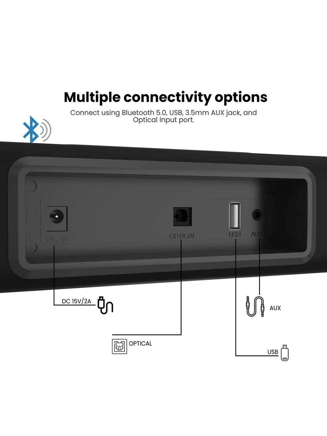 Portronics Black Solid Sound Slick 5 80W Watt Wireless Bluetooth Soundbar Speakers