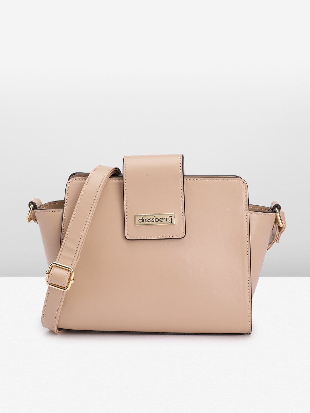 DressBerry Solid PU Regular Structured Sling Bag