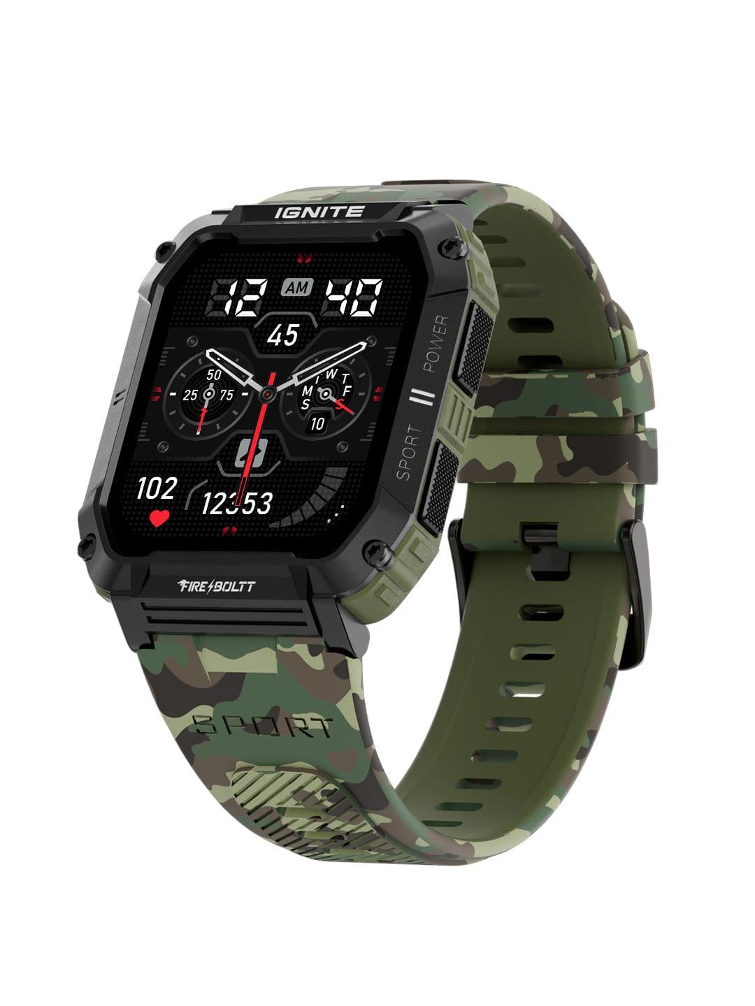 Fire-Boltt Green Combat 1.96" Large Display Rugged Outdoor Design Smartwatch