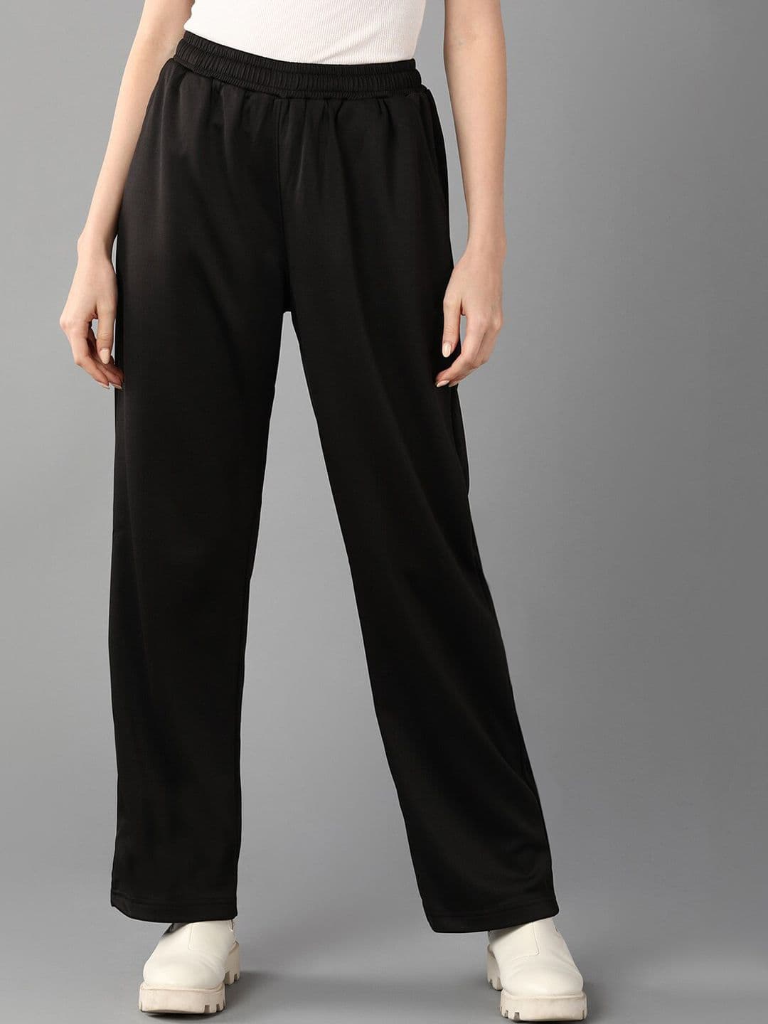 Roadster Black Women Straight Fit High-Rise Track Pants