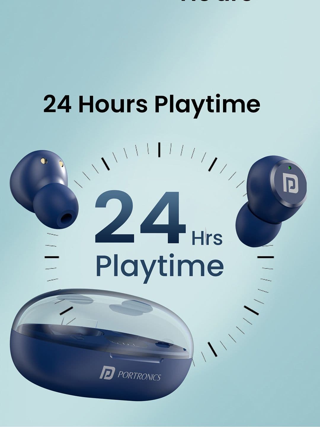Portronics 24H Playtime Harmonics Twins S13 in Ear True Wireless Earbuds with Mic (Blue)