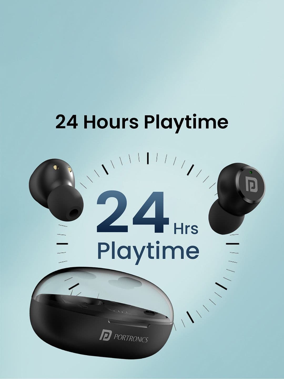 Portronics Harmonics Twins S13 In Ear True Wireless Earbuds with Mic & 24H Playtime