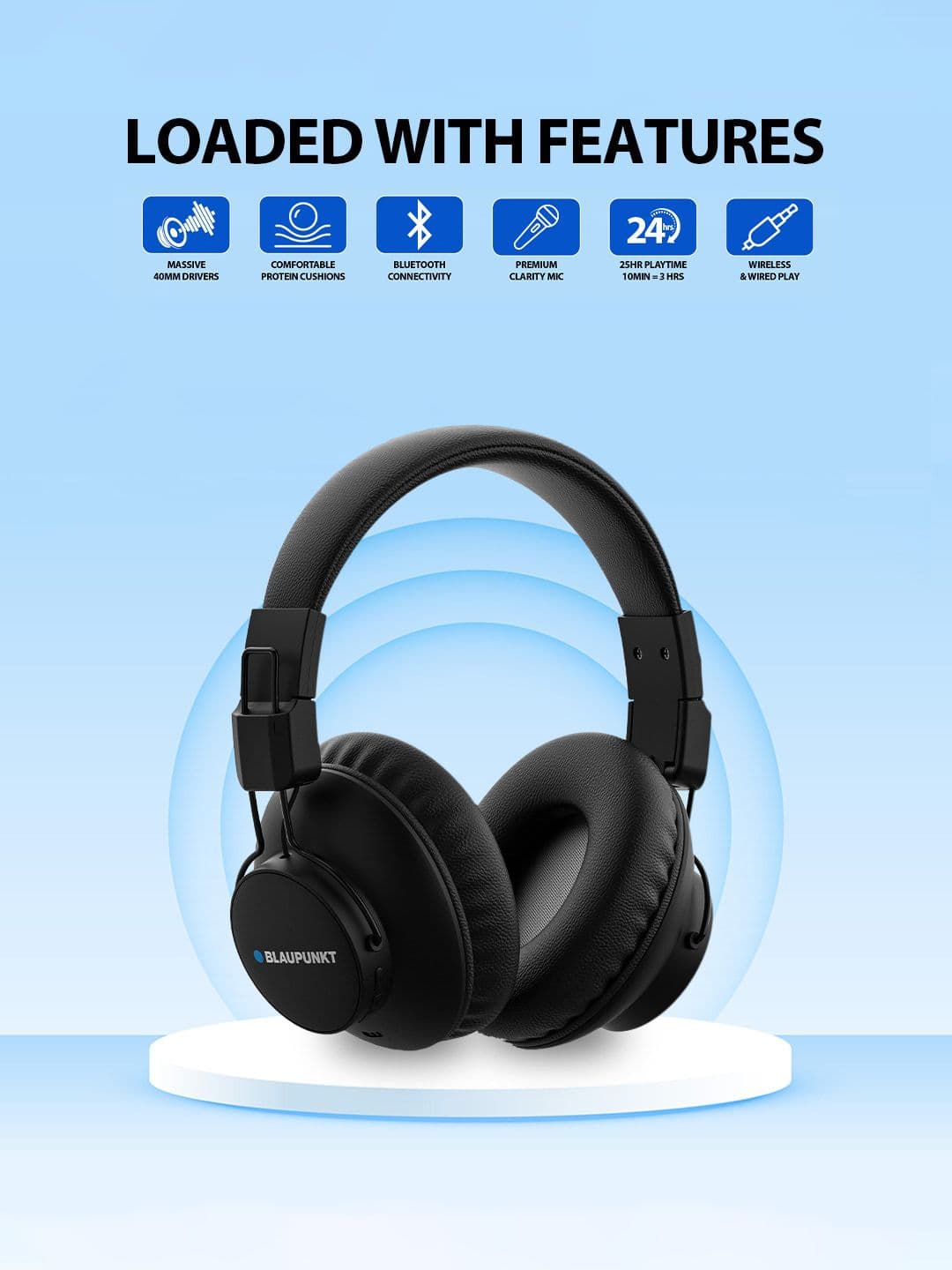 BLAUPUNKT BH41 Bluetooth Wireless Over Ear Headphones