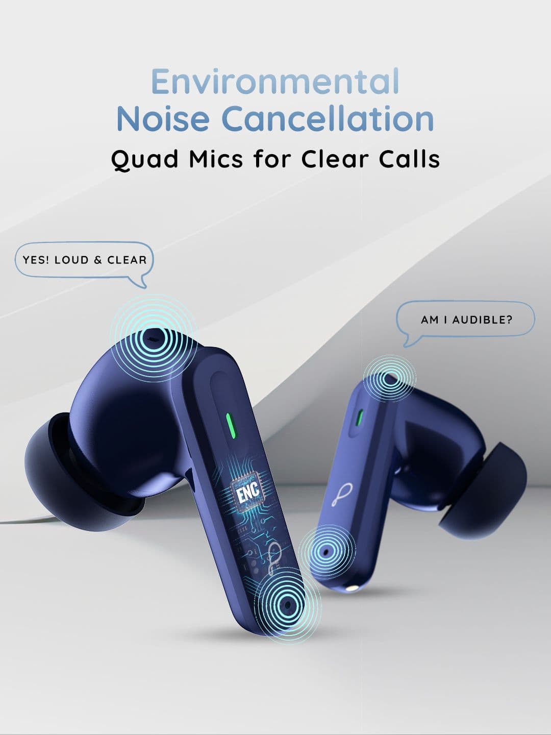 Pebble BlissBuds Ace Deep Bass Clear Sound, ANC, ENC with Quad Mic Ear Buds