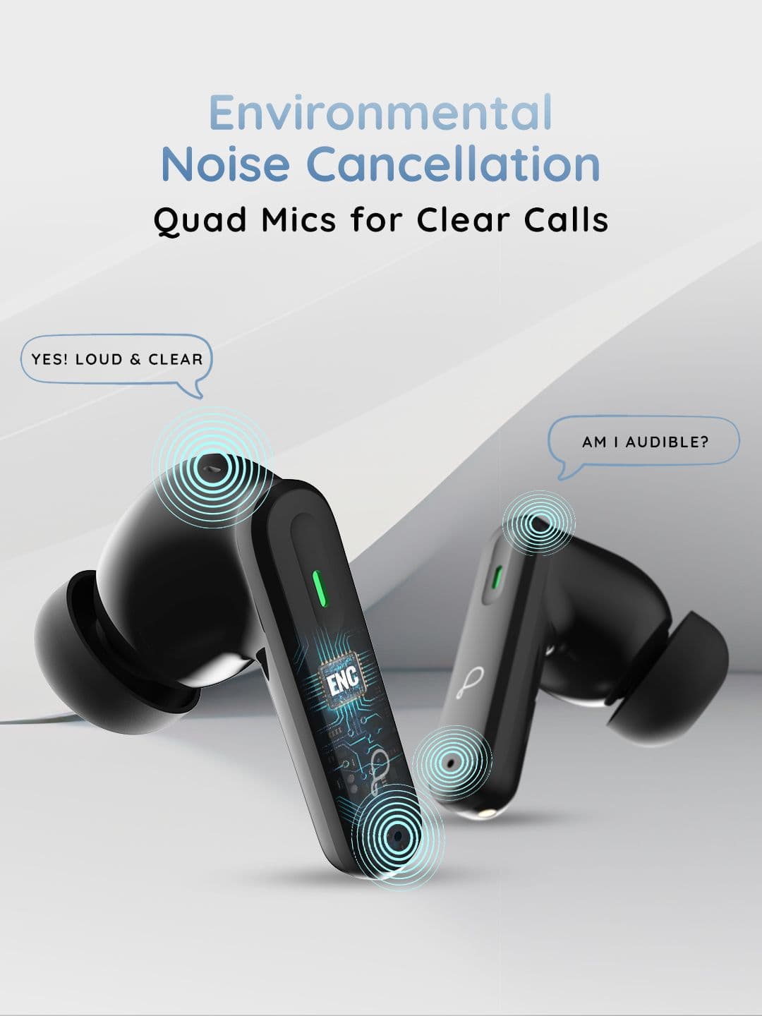 Pebble BlissBuds Ace Deep Bass Clear Sound, ANC, ENC with Quad Mic Ear Buds