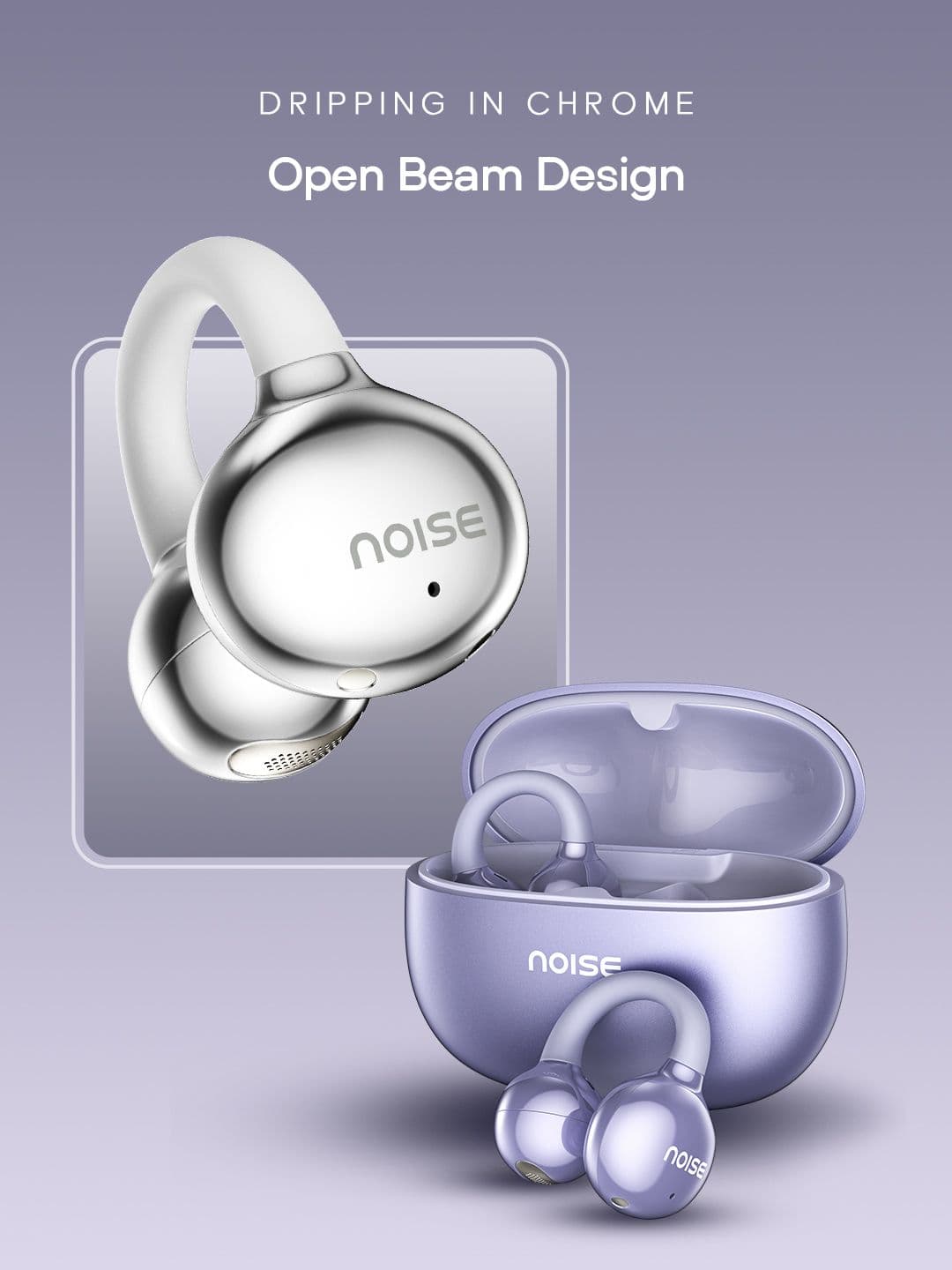 NOISE Air Clips OWS Earbuds with Chrome Finish, AirWave Technology & Up-to 40H Playtime